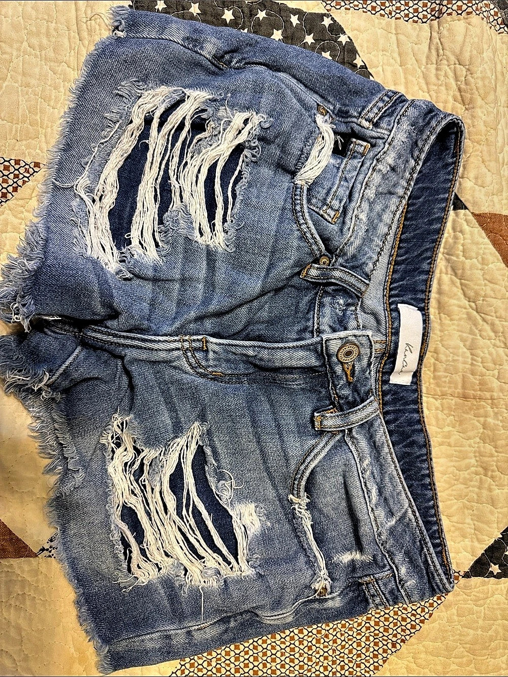 Kancan KC8377M Distressed Denim Jean Shorts Blue Size 7